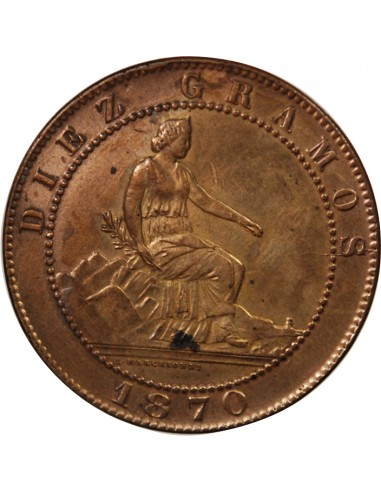 ESPAGNE, GOUVERNEMENT PROVISOIRE - 10 CENTIMOS 1870