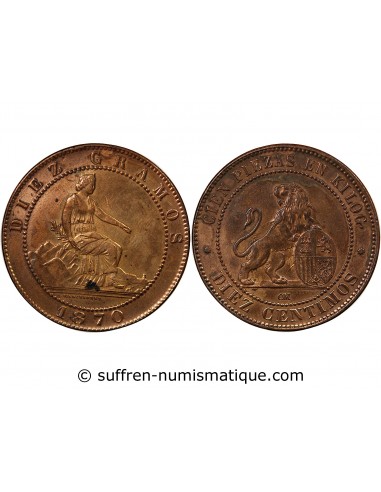 ESPAGNE, GOUVERNEMENT PROVISOIRE - 10 CENTIMOS 1870