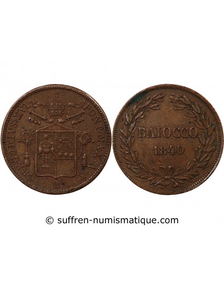 VATICAN, GREGOIRE XVI - BAIOCCO 1840 ROME