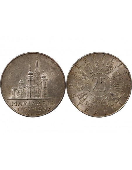 AUTRICHE - 25 SCHILLING ARGENT 1957 - MARIAZELL