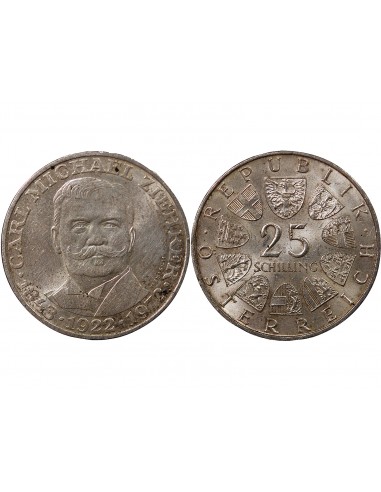 AUTRICHE - 25 SCHILLING ARGENT 1972 - CARL MICHAEL ZIEHRER