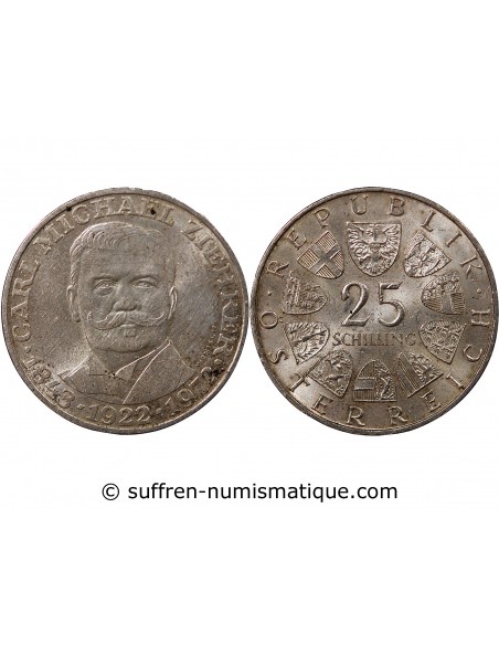 AUTRICHE - 25 SCHILLING ARGENT 1972 - CARL MICHAEL ZIEHRER