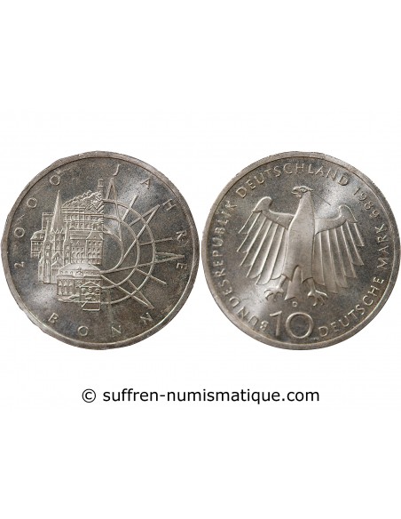 ALLEMAGNE, 2000 ANS DE BONN - 10 MARK ARGENT 1989 D MUNICH