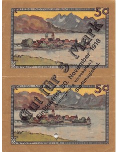ALLEMAGNE, LINDAU - 2 x 50 PFENNIG 1918 - BON POUR 5 MARK 2