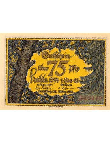 ALLEMAGNE, KAHLA - 75 PFENNIG 1922