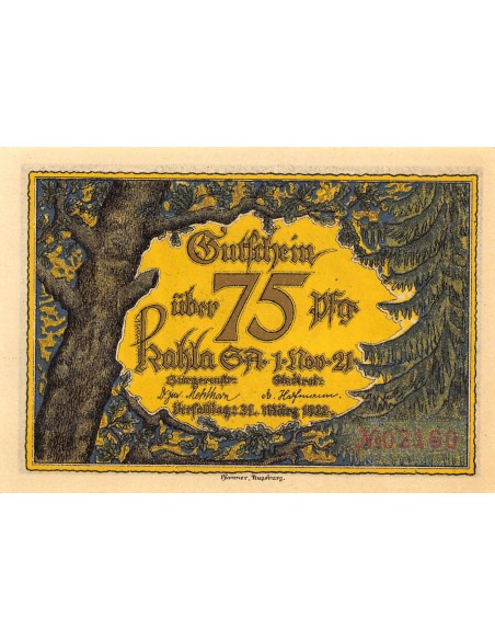 ALLEMAGNE, KAHLA - 75 PFENNIG 1922