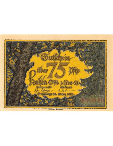 ALLEMAGNE, KAHLA - 75 PFENNIG 1922