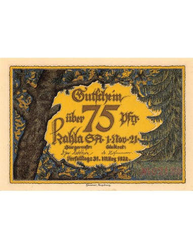 ALLEMAGNE, KAHLA - 75 PFENNIG 1922