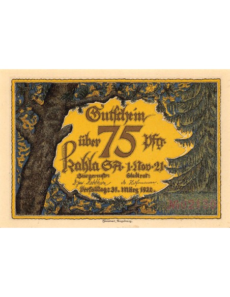 ALLEMAGNE, KAHLA - 75 PFENNIG 1922