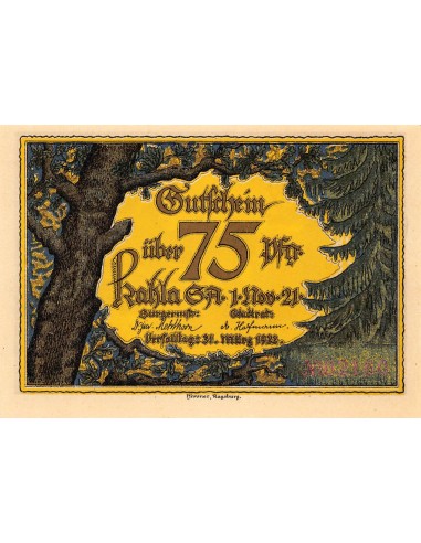 ALLEMAGNE, KAHLA - 75 PFENNIG 1922