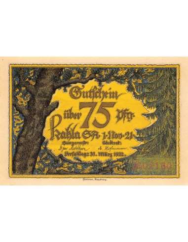 ALLEMAGNE, KAHLA - 75 PFENNIG 1922