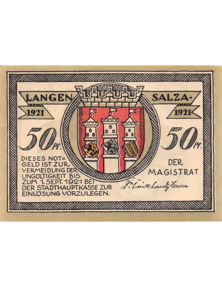 ALLEMAGNE, LANGENSALZA - 50 PFENNIG 1921