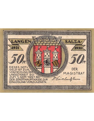 ALLEMAGNE, LANGENSALZA - 50 PFENNIG 1921