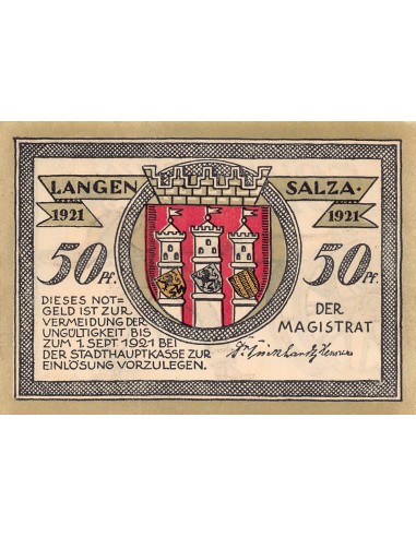 ALLEMAGNE, LANGENSALZA - 50 PFENNIG 1921