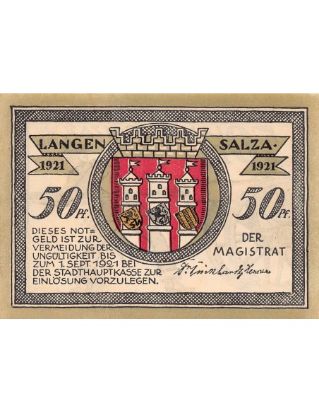 ALLEMAGNE, LANGENSALZA - 50 PFENNIG 1921