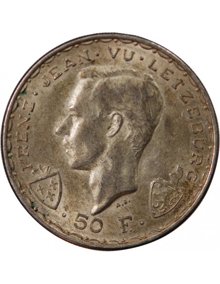 LUXEMBOURG, JEAN L'AVEUGLE - 50 FRANCS ARGENT 1946