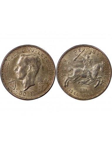 LUXEMBOURG, JEAN L'AVEUGLE - 50 FRANCS ARGENT 1946