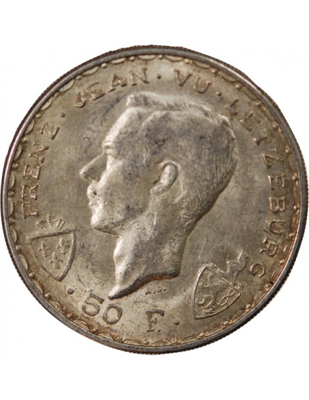 LUXEMBOURG, JEAN L'AVEUGLE - 50 FRANCS ARGENT 1946