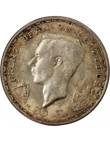 LUXEMBOURG, JEAN L'AVEUGLE - 50 FRANCS ARGENT 1946