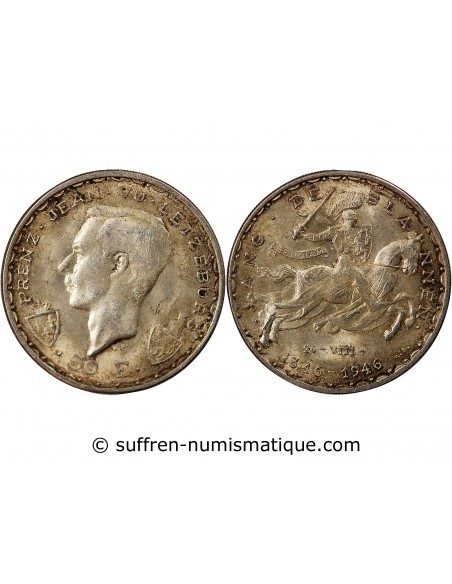 LUXEMBOURG, JEAN L'AVEUGLE - 50 FRANCS ARGENT 1946