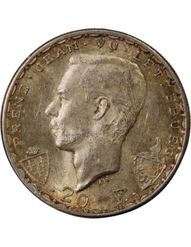 LUXEMBOURG, JEAN L'AVEUGLE - 20 FRANCS ARGENT 1946