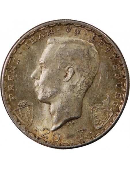 LUXEMBOURG, JEAN L'AVEUGLE - 20 FRANCS ARGENT 1946