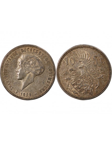 LUXEMBOURG, CHARLOTTE - 10 FRANCS ARGENT 1929
