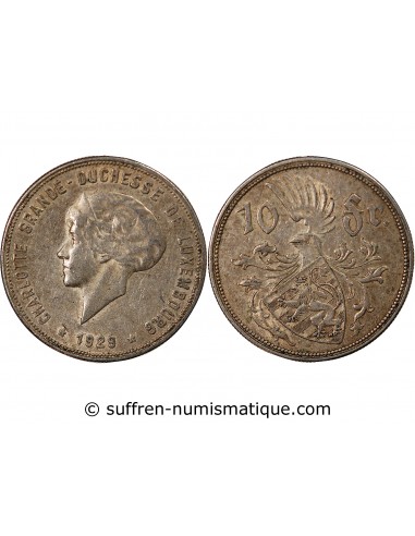LUXEMBOURG, CHARLOTTE - 10 FRANCS ARGENT 1929