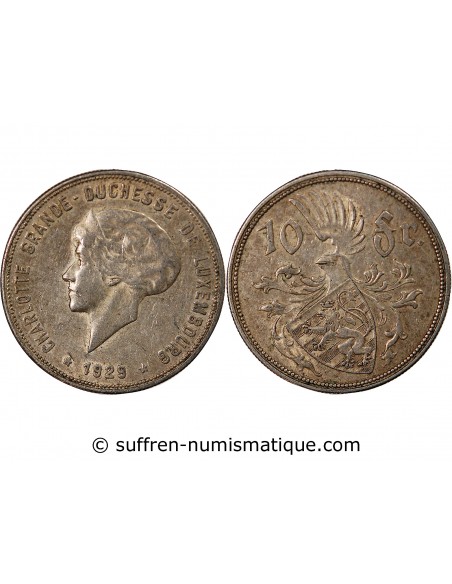 LUXEMBOURG, CHARLOTTE - 10 FRANCS ARGENT 1929
