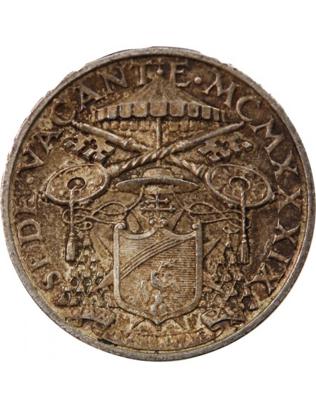 VATICAN, SIEGE VACANT - 5 LIRE ARGENT 1939