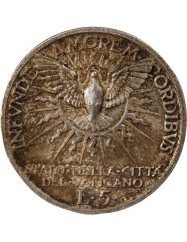 VATICAN, SIEGE VACANT - 5 LIRE ARGENT 1939