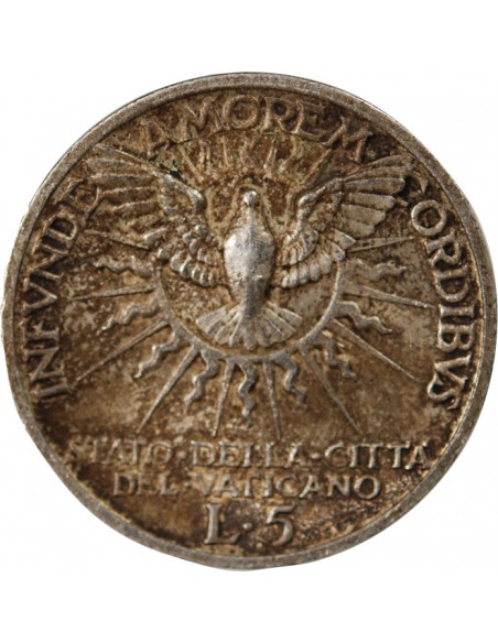 VATICAN, SIEGE VACANT - 5 LIRE ARGENT 1939