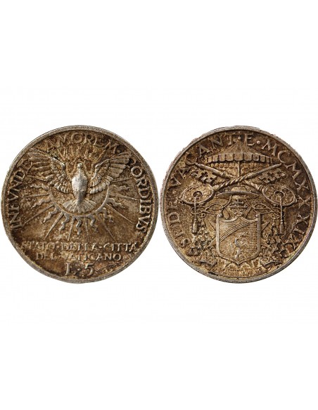 VATICAN, SIEGE VACANT - 5 LIRE ARGENT 1939