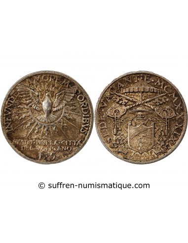 VATICAN, SIEGE VACANT - 5 LIRE ARGENT 1939