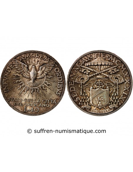 VATICAN, SIEGE VACANT - 10 LIRE ARGENT 1939