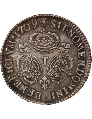 LOUIS XIV - ECU ARGENT AUX 3 COURONNES 1709 T NANTES
