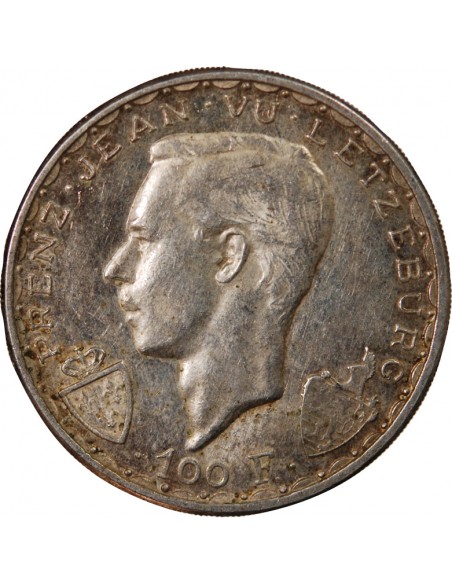 LUXEMBOURG, JEAN L'AVEUGLE - 100 FRANCS ARGENT 1946