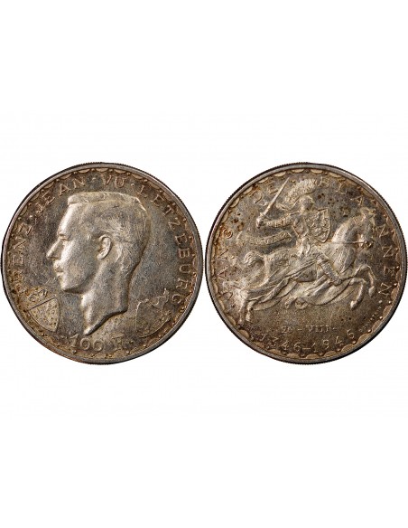 LUXEMBOURG, JEAN L'AVEUGLE - 100 FRANCS ARGENT 1946