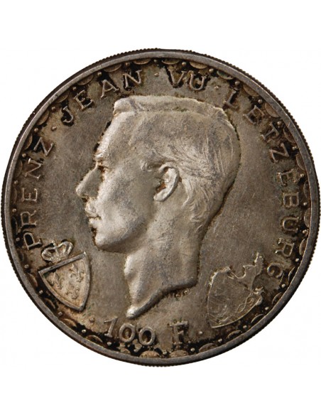 LUXEMBOURG, JEAN L'AVEUGLE - 100 FRANCS ARGENT 1946