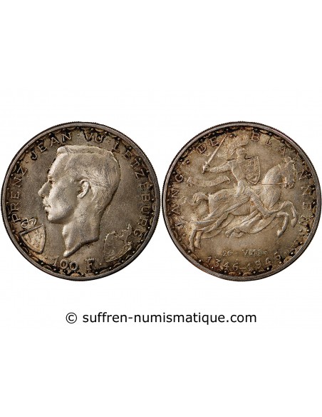 LUXEMBOURG, JEAN L'AVEUGLE - 100 FRANCS ARGENT 1946