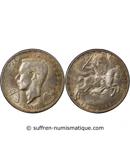 LUXEMBOURG, JEAN L'AVEUGLE - 100 FRANCS ARGENT 1946