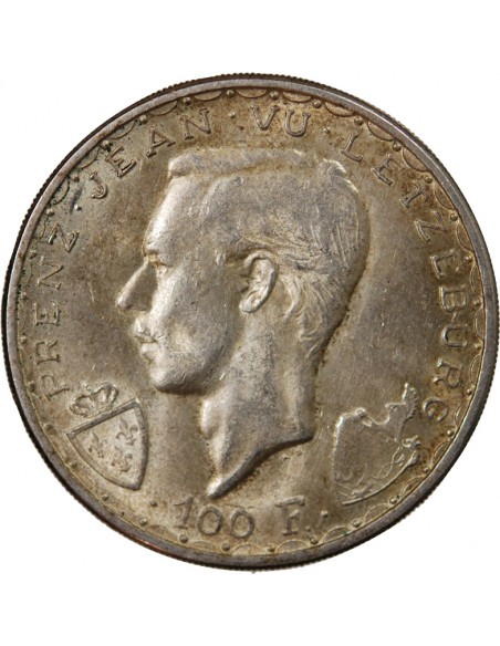 LUXEMBOURG, JEAN L'AVEUGLE - 100 FRANCS ARGENT 1946