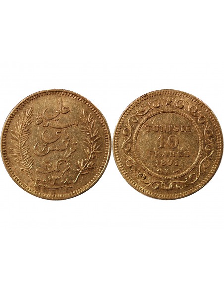TUNISIE, Protectorat Français - 10 FRANCS OR 1891