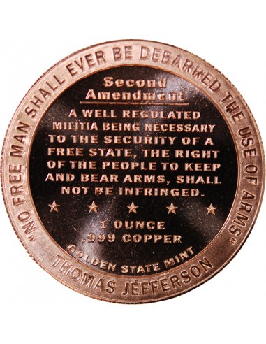 USA, II AMENDEMANT, PORT D'ARMES - 1 ONCE CUIVRE