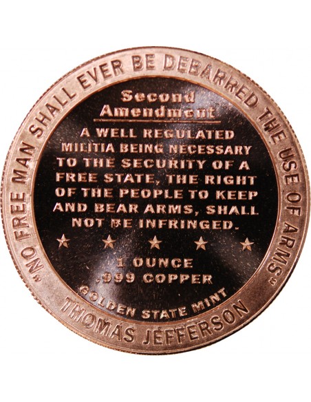 USA, II AMENDEMANT, PORT D'ARMES - 1 ONCE CUIVRE