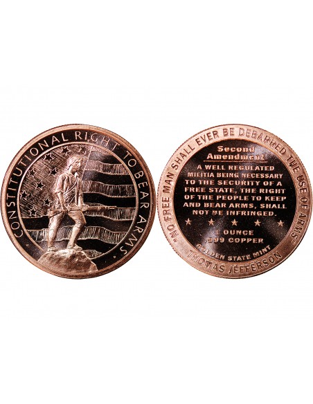 USA, II AMENDEMANT, PORT D'ARMES - 1 ONCE CUIVRE