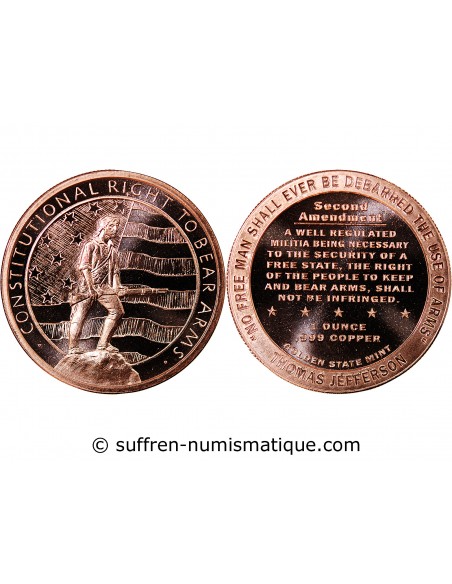 USA, II AMENDEMANT, PORT D'ARMES - 1 ONCE CUIVRE