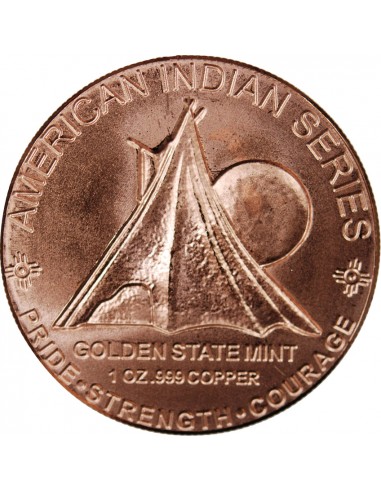 USA, TETE CHEF INDIEN - 1 ONCE CUIVRE