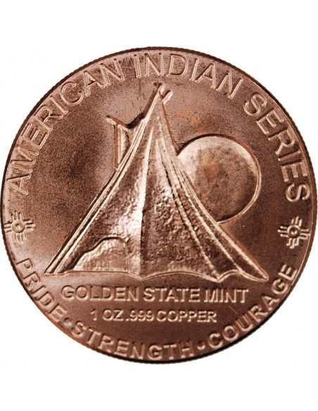 USA, TETE CHEF INDIEN - 1 ONCE CUIVRE