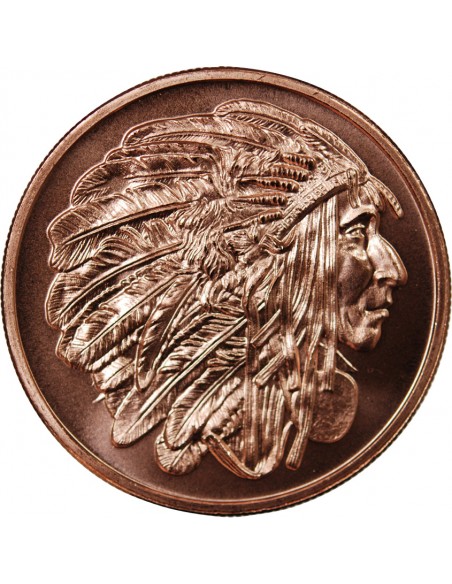 USA, TETE CHEF INDIEN - 1 ONCE CUIVRE